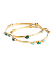 Load image into Gallery viewer, Forget me Nots Gold Bangle - Malachite &amp; Amazonite
