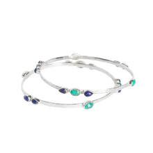 Load image into Gallery viewer, Forget me Nots Silver Bangle - Lapis Lazuli &amp; Turquoise
