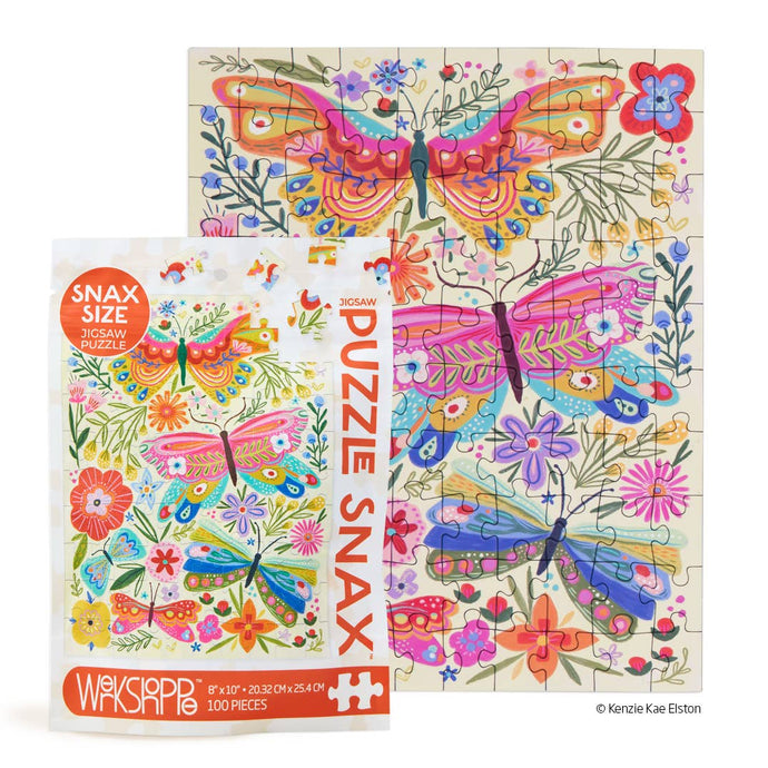 WerkShoppe Snax 100 Pc Puzzle | Butterfly Floral