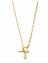 Load image into Gallery viewer, Gold Mixed Chain Fob Pearl Necklace

