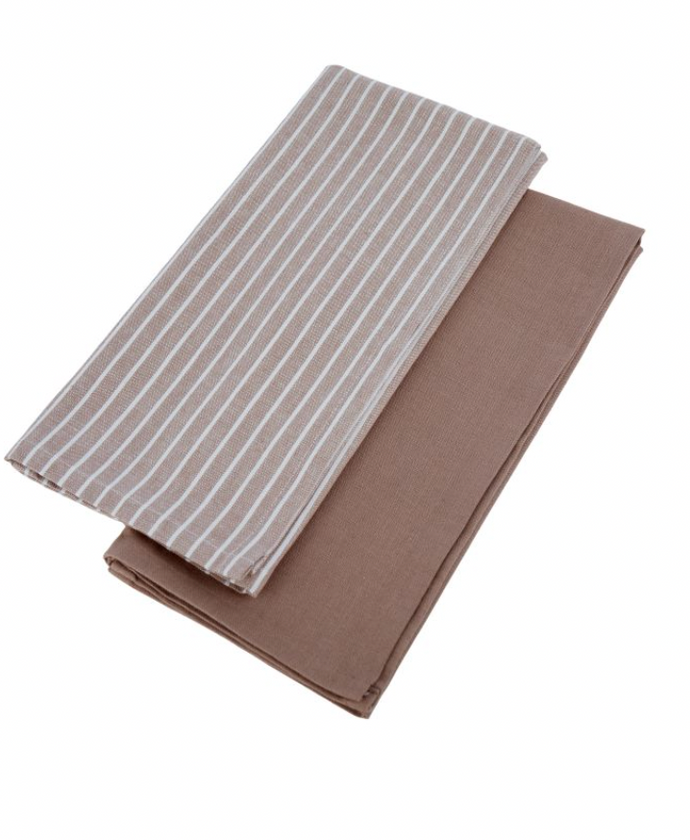 Butchers Stripe Tea Towels  S2 | Taupe