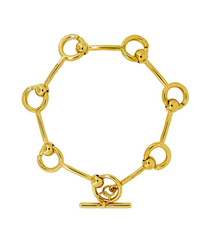 Gold Bar Circle Link Bracelet