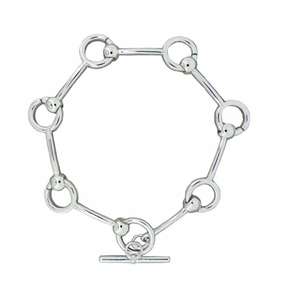 Silver Bar Circle Link Bracelet
