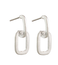 Load image into Gallery viewer, Silver Double Rectangle Earring
