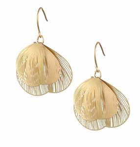 Gold Filigree Double Round Leaf Earring