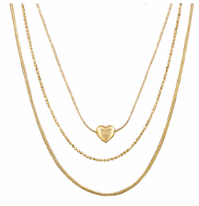 Gold Multi Chain Heart Necklace