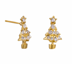 Gold Crystal Xmas Tree Earrings