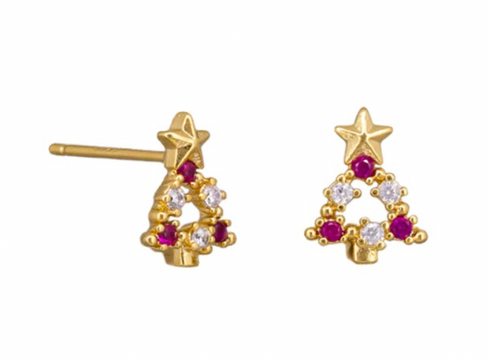 Ruby Mini Christmas Tree Earrings